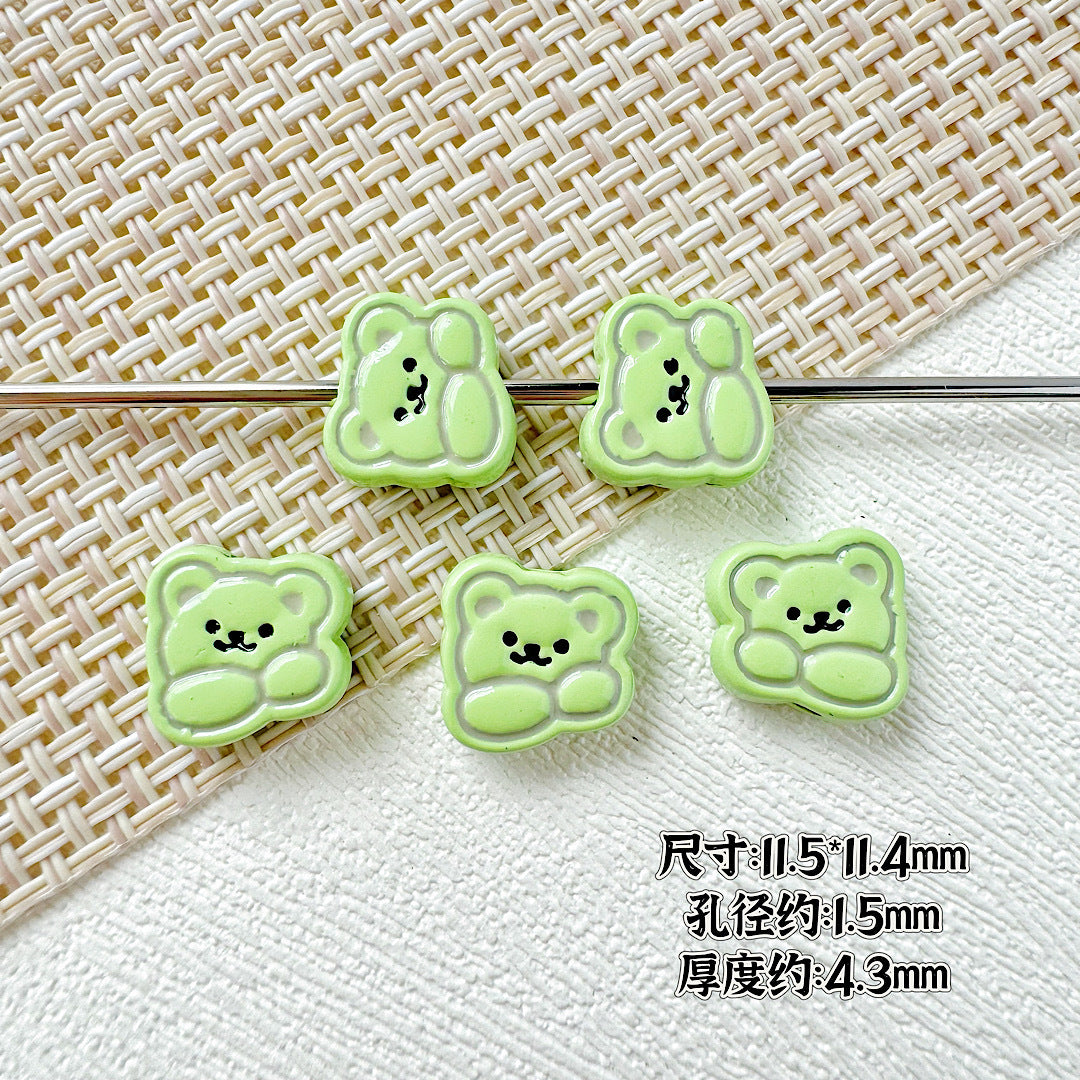 Rabbit and Bear Painted Metal Beads Glossy Finish Bulk 10pcs 18