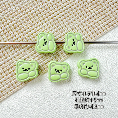 Rabbit and Bear Painted Metal Beads Glossy Finish Bulk 10pcs 18