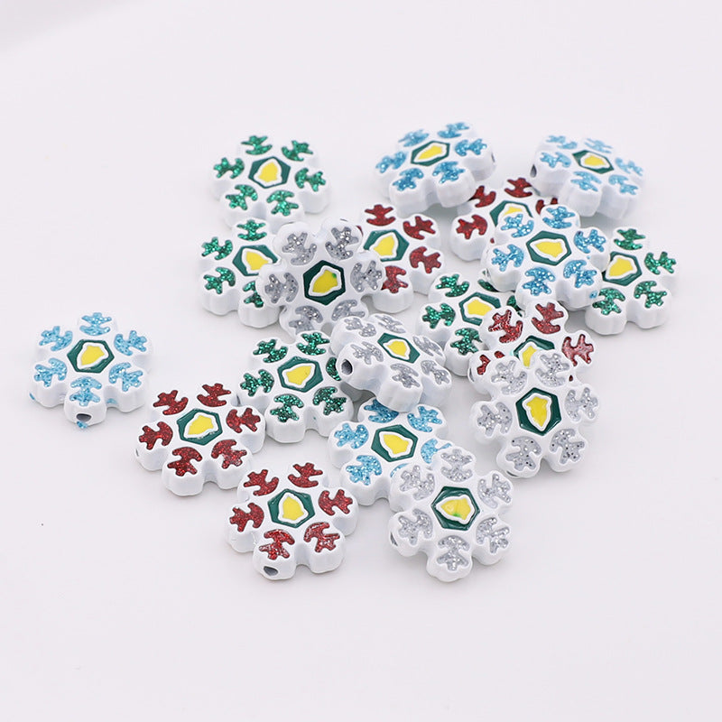 Snowflake Metal Beads 15mm Baking Painted Color Glitter 10pcs 2