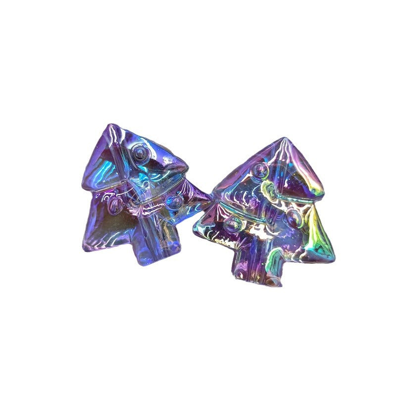 Transparent Christmas Tree Acrylic Beads 25mm UV Plating 100pcs 5
