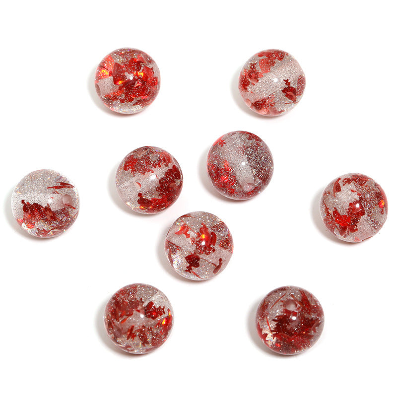 Shimmer Glitter Filled Resin Beads 16mm Round Autumn Leaf 50pcs 10