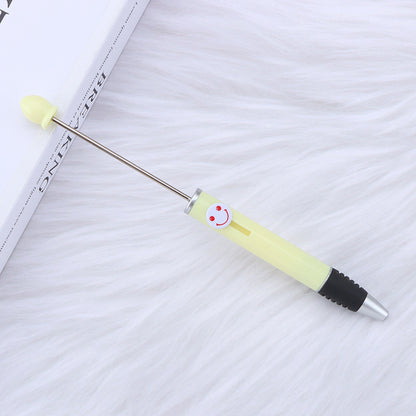 Beadable Pen Plastic Colorful Heart Top Black Ink 150mm 23