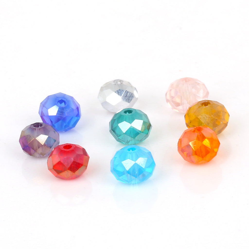 Glass Faceted Spacer Beads 8mm Iridescent Plating 5