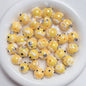 Hand Painted Rhinestone Flower Acrylic Round Beads 16mm 5pcs 23