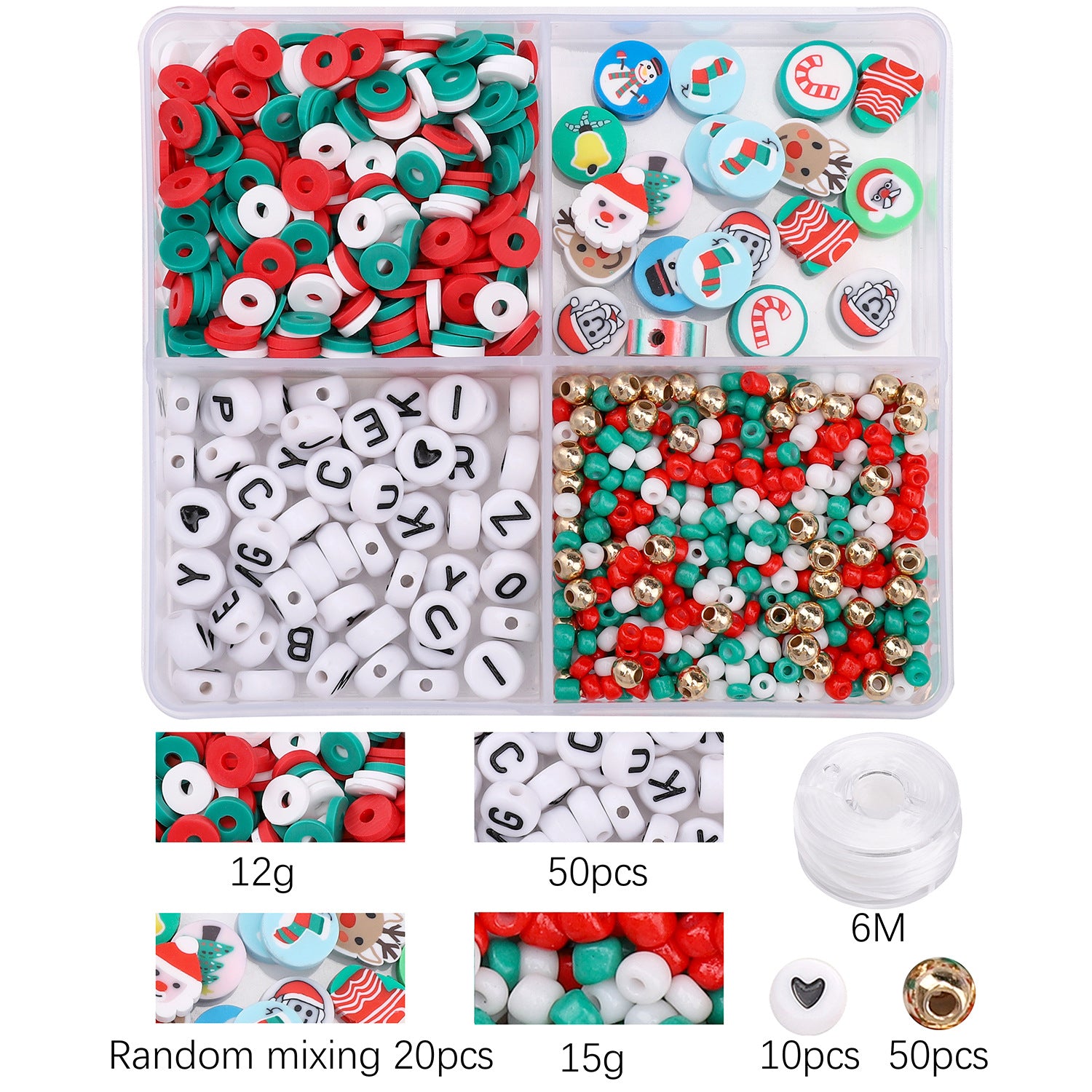 Christmas Heishi Clay Beads 6mm Festive Mixed Colors 1box 940pcs 6