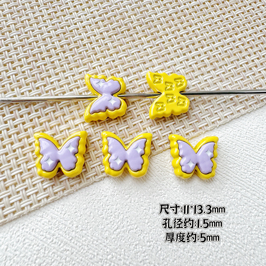 Butterfly Painted Metal Beads Decorative Alloy 10pcs 13