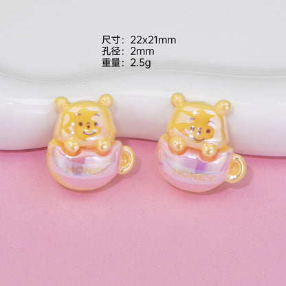 Glossy Pastel Resin Bear Resin Beads Playful Charm 10pcs 7