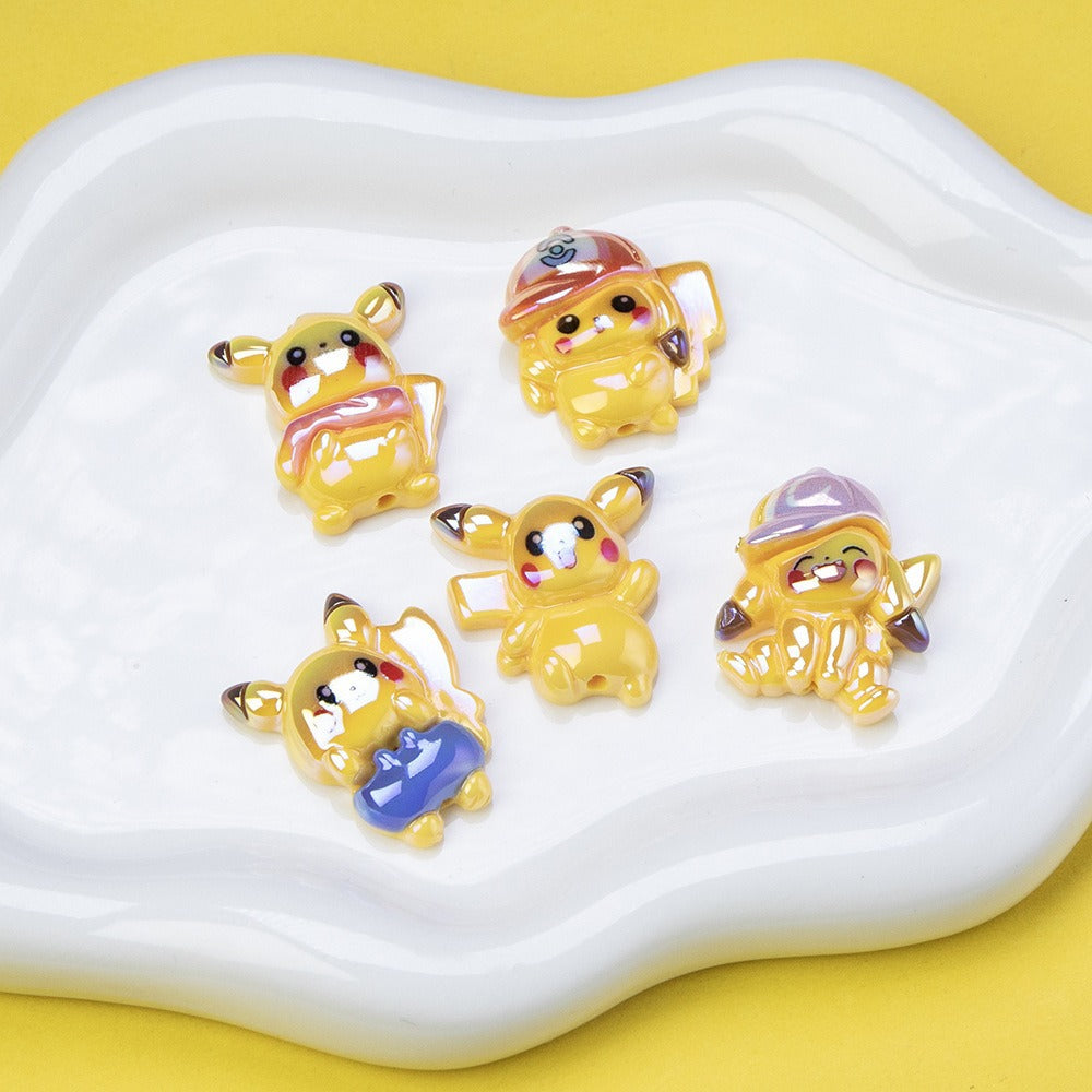 Plating Cute Pikachu Resin Beads Glossy Finish 20pcs 2