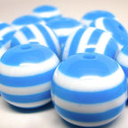 Striped Bubblegum Beads 16-20mm Lake Blue White Swirl 10pcs