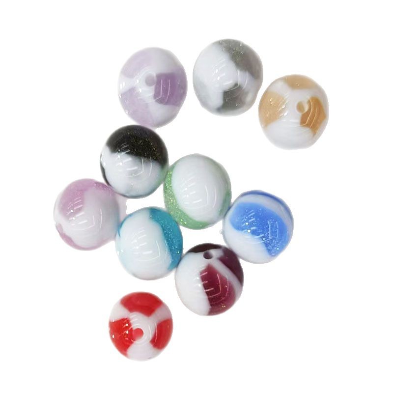 Glitter Cream 10 12 16mm Resin Beads Double Color Swirls 20pcs 7