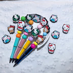 Silicone Focal Beads Kitty Cat Faces Colorful Expressions 20pcs