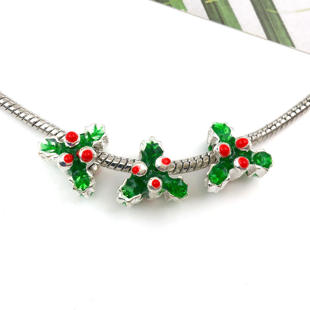 Christmas Series Colorful Enamel Metal Beads Large Hole 1pc 14