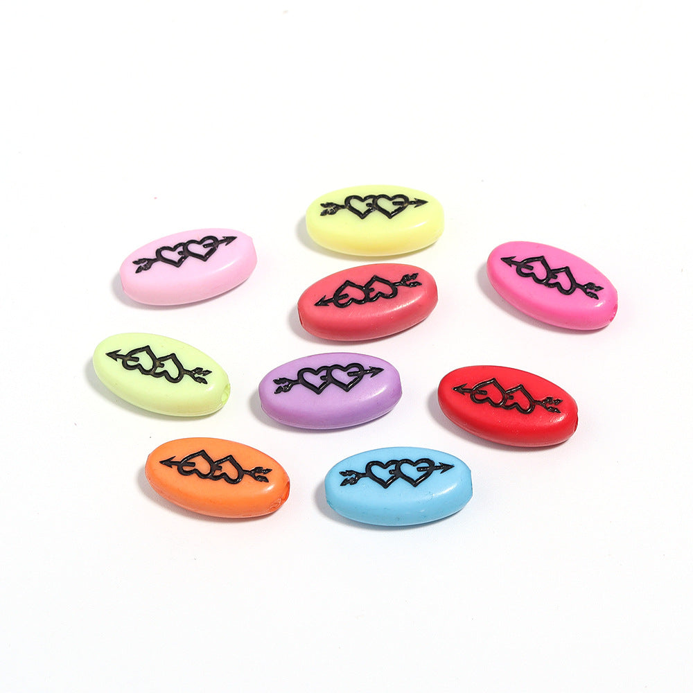 Oval Acrylic Beads 18mm Colorful Double Heart Large Hole 50pcs 8
