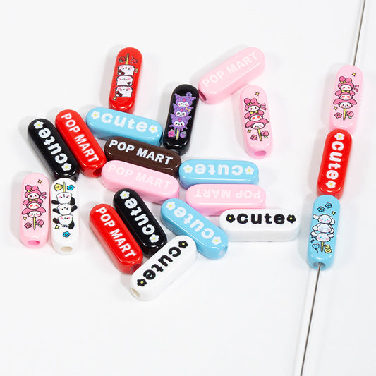 Printed Square Acrylic Beads 20mm Sanrio Candied Hawthorn Skewers 10pcs 2
