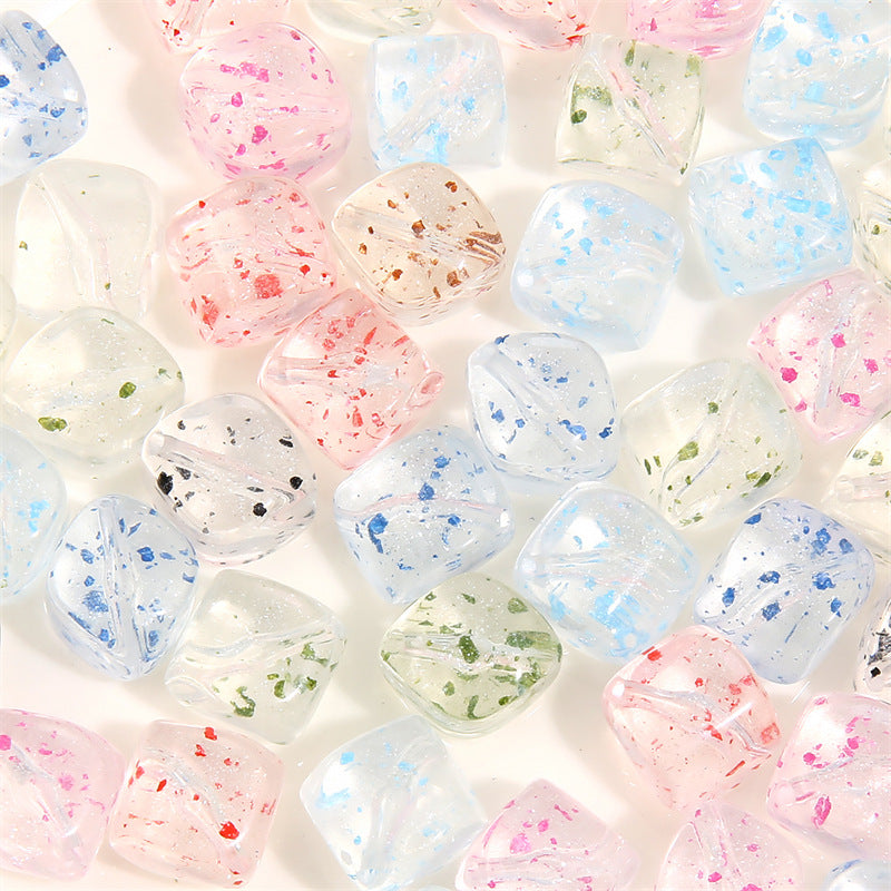 Transparent Flower Acrylic Beads 13x16mm Colorful Speckled 20pcs