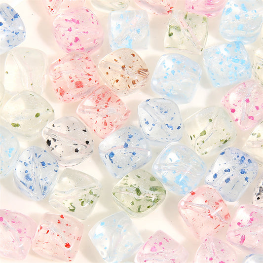 Transparent Flower Acrylic Beads 13x16mm Colorful Speckled 20pcs