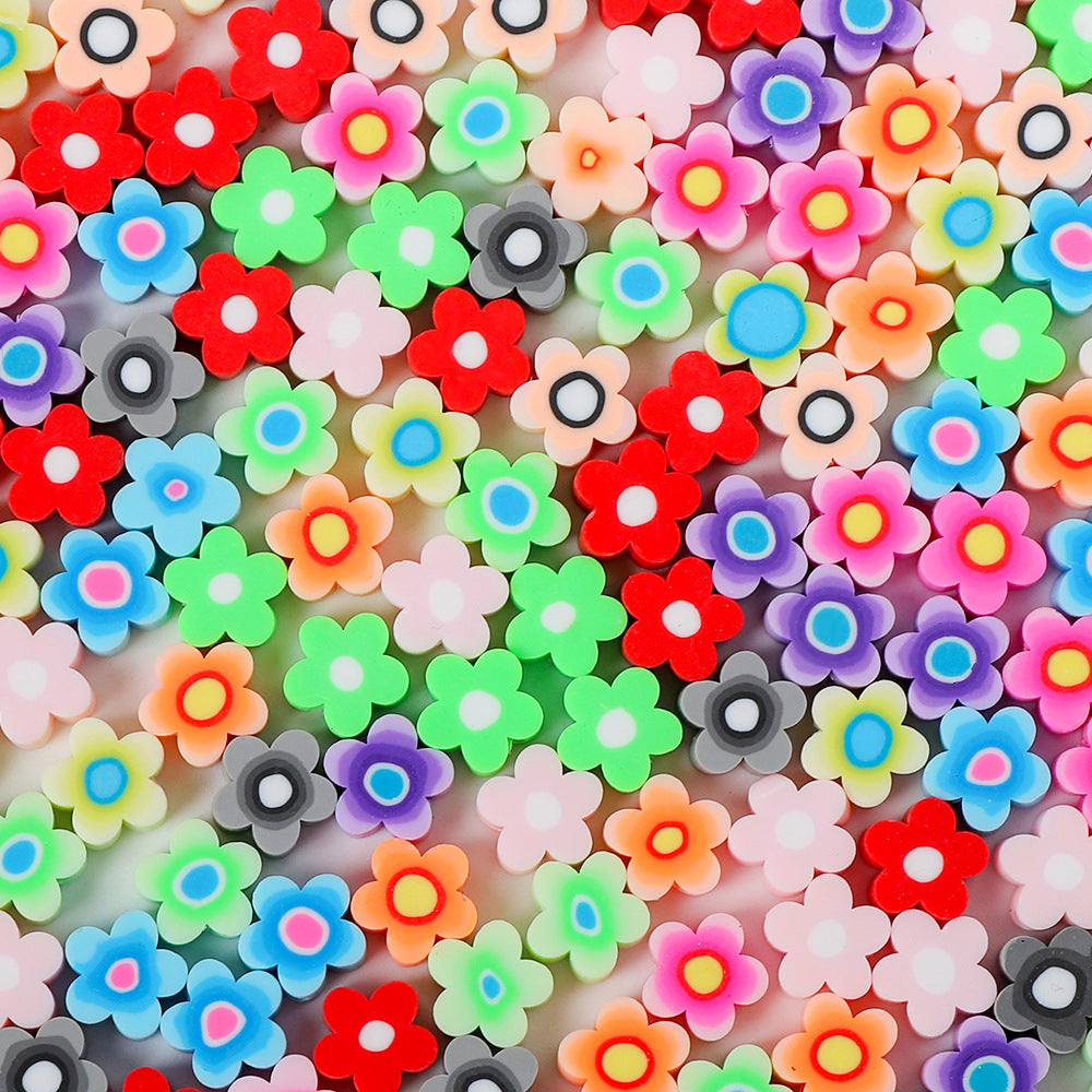 Flower Clay Beads 9mm Colorful Five-Petal Polymer 100pcs 6