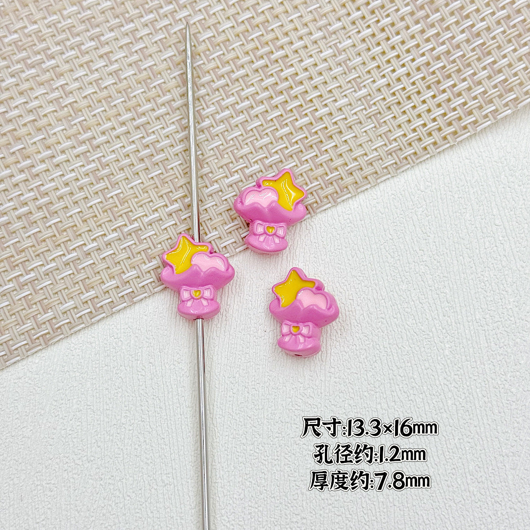 Bouquet and Heart Gift Box Metal Beads 13mm 16mm Pastel Painted 10pcs 9