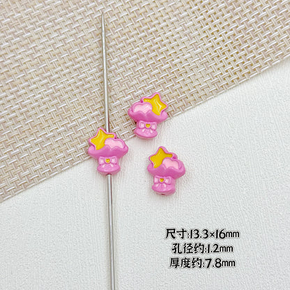 Bouquet and Heart Gift Box Metal Beads 13mm 16mm Pastel Painted 10pcs 9