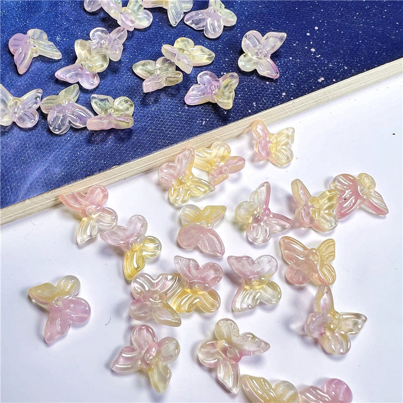 Czech Glass Beads Butterfly 11mm Translucent Purple Blue Pink 50pcs 7