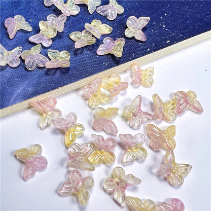 Czech Glass Beads Butterfly 11mm Translucent Purple Blue Pink 50pcs 7