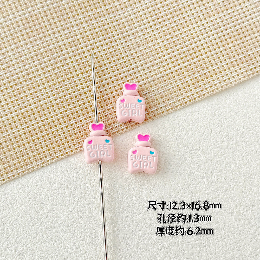 Double Sided Heart and Perfume Bottle Metal Beads 13/16mm Painted Alloy 10pcs 15