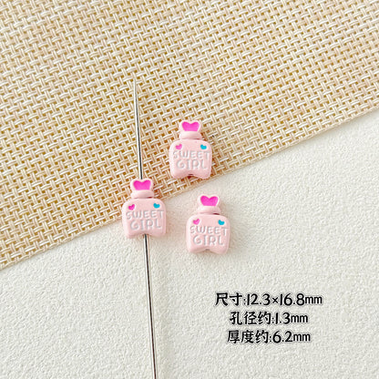 Double Sided Heart and Perfume Bottle Metal Beads 13/16mm Painted Alloy 10pcs 15
