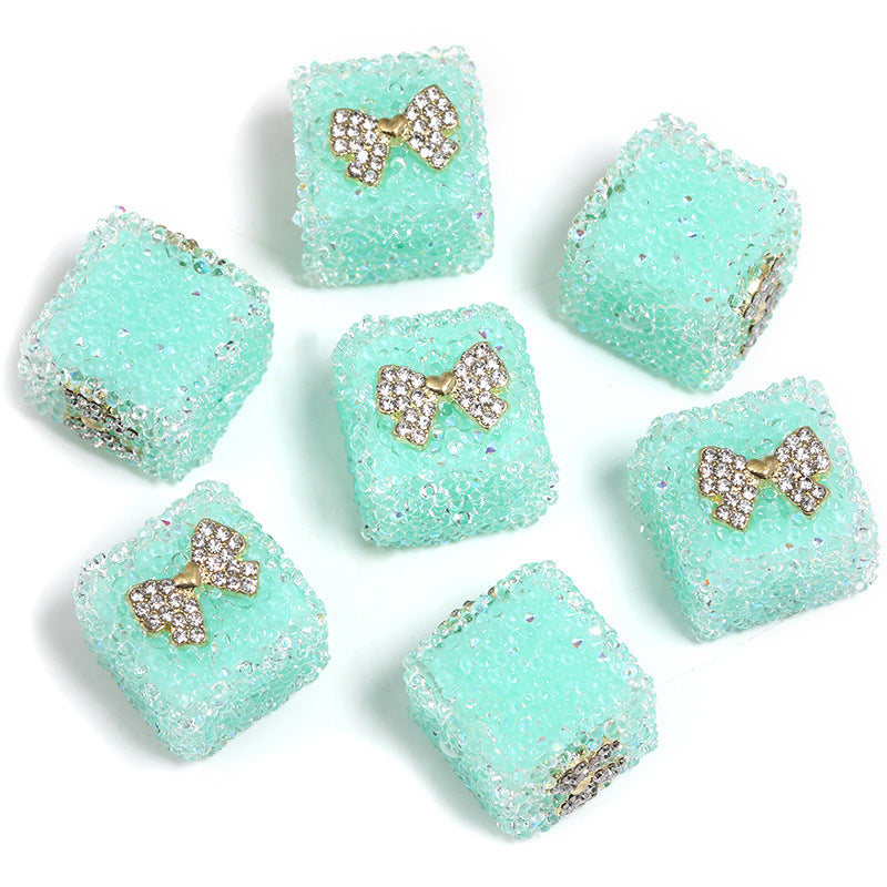 Butterfly Pentagram Cube Rhinestone Beads 22mm Vibrant Metal Embellished 5pcs 21