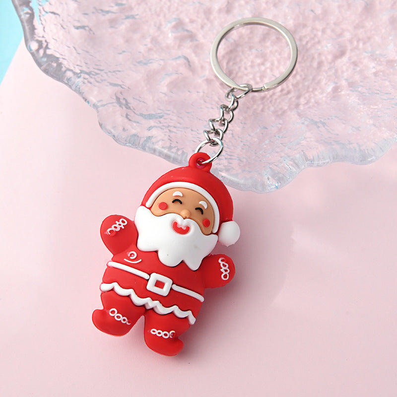 PVC Christmas Santa Claus Snowman Keychain Festive Holiday Charm 15