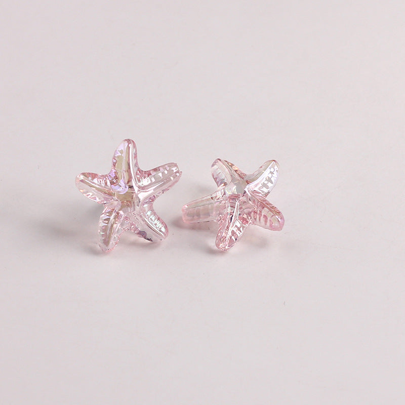 Plating Transparent Starfish Acrylic Beads 19mm Assorted Colors 100pcs 8