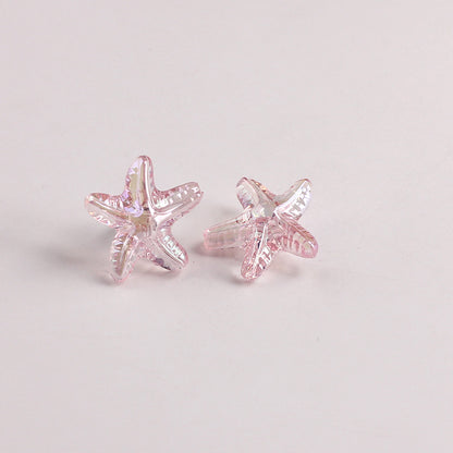 Plating Transparent Starfish Acrylic Beads 19mm Assorted Colors 100pcs 8
