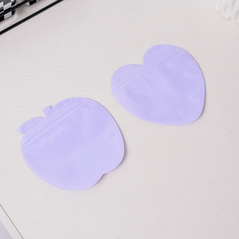 PVC Plastic Zip Lock Bags Apple and Heart Shape Glossy 10cm 10pcs 3