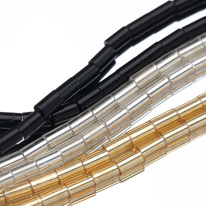 Glossy Metallic Color Bugle Glass Beads 4mm Plating 600pcs 2 Strands 5