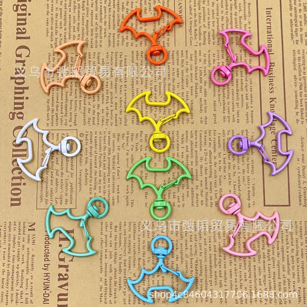 Spray Painted Bat Wing Zinc Alloy Swivel Keychain Clasps 10pcs 4