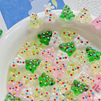 Hand Painted Christmas Tree Enamel Glass Beads 16mm 1pc 2