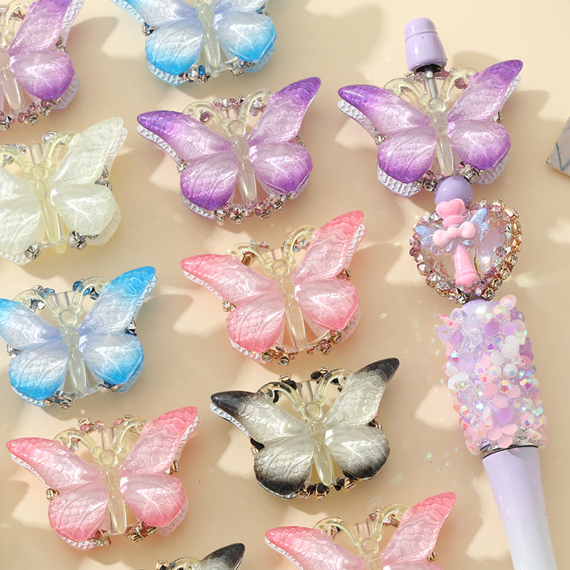 Lively Gradient Butterfly Acrylic Beads 30mm Pastel Ombre 10pcs 2