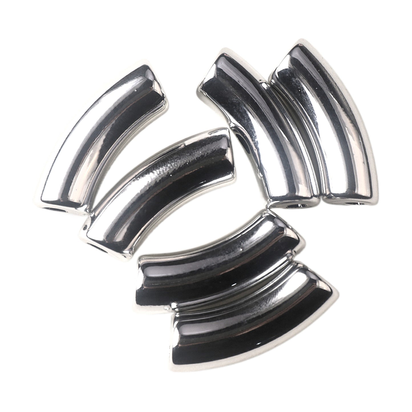 Halo Elbow Tube Acrylic Beads 36mm Glossy Curved Mixed Colors 50pcs 22