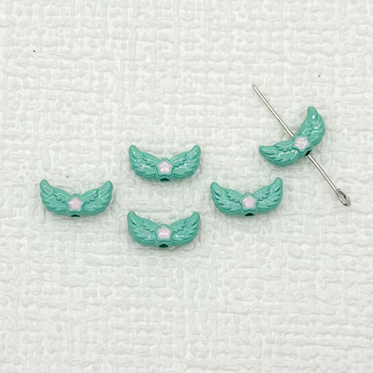 Angel Wing Metal Beads 14mm Painted Colorful Alloy 10pcs 11
