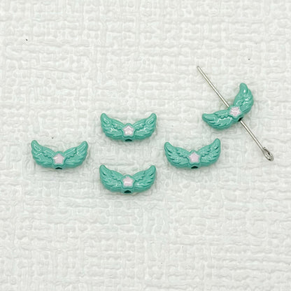 Angel Wing Metal Beads 14mm Painted Colorful Alloy 10pcs 11