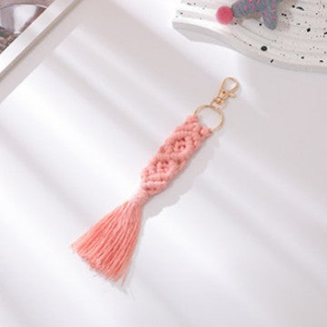 Hand Woven Tassel Crochet Keychain Cotton Linen Boho 2pcs 13