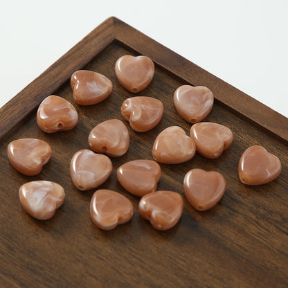 Japanese Ink Dyed Flat Heart Acrylic Beads 14mm Glossy Marbled 50pcs 4