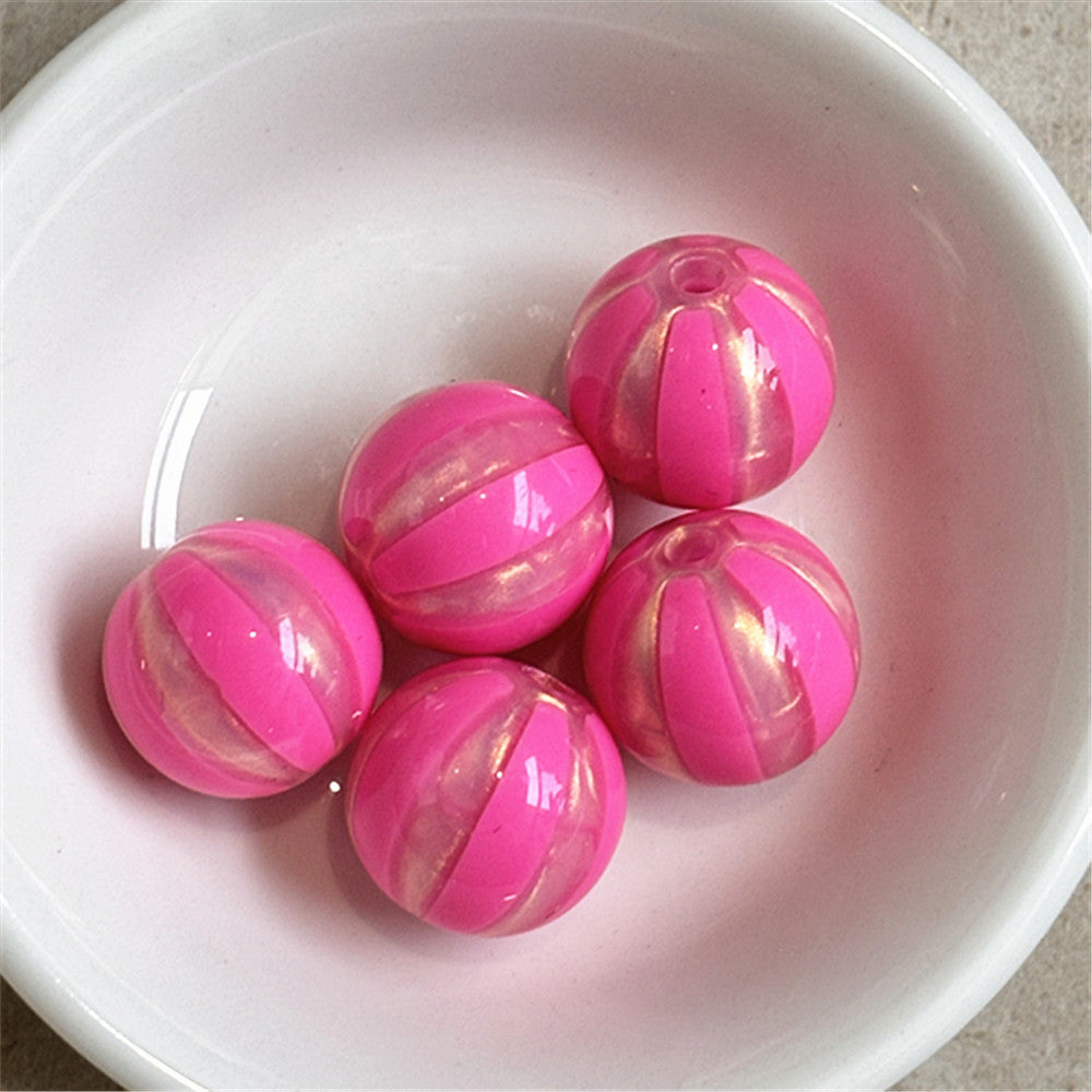 Shimmer Striped Acrylic Beads 16mm Colorful Glossy 100pcs 15