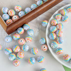 Rainbow Wavy Striped Acrylic Beads 16mm Colorful 50pcs 2