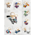 Acrylic Butterfly Keychain Colorful Wings Tassel Charm