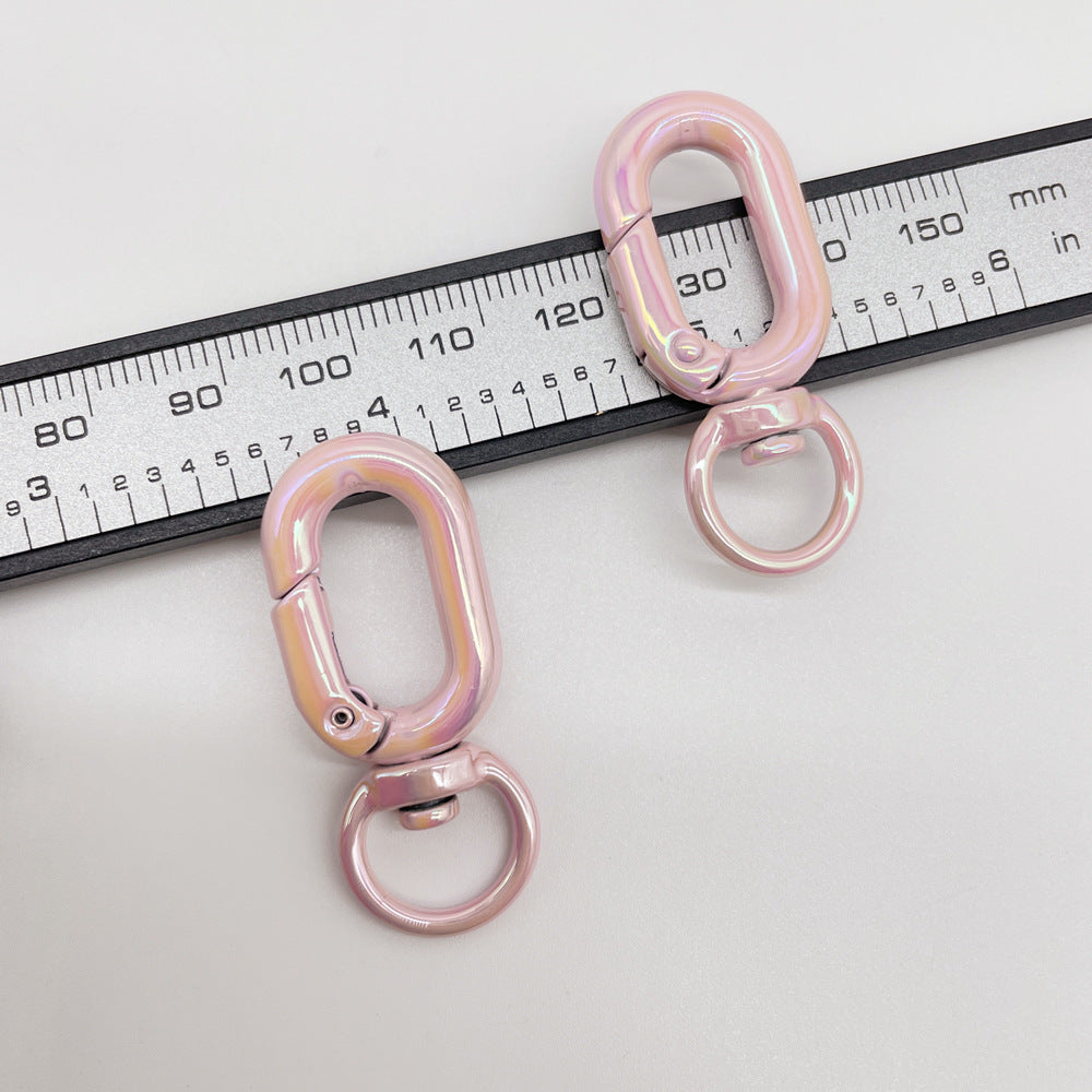 Colorful Zinc Alloy O Shaped Swivel Buckle Keychain Clasps 38mm 5pcs 8