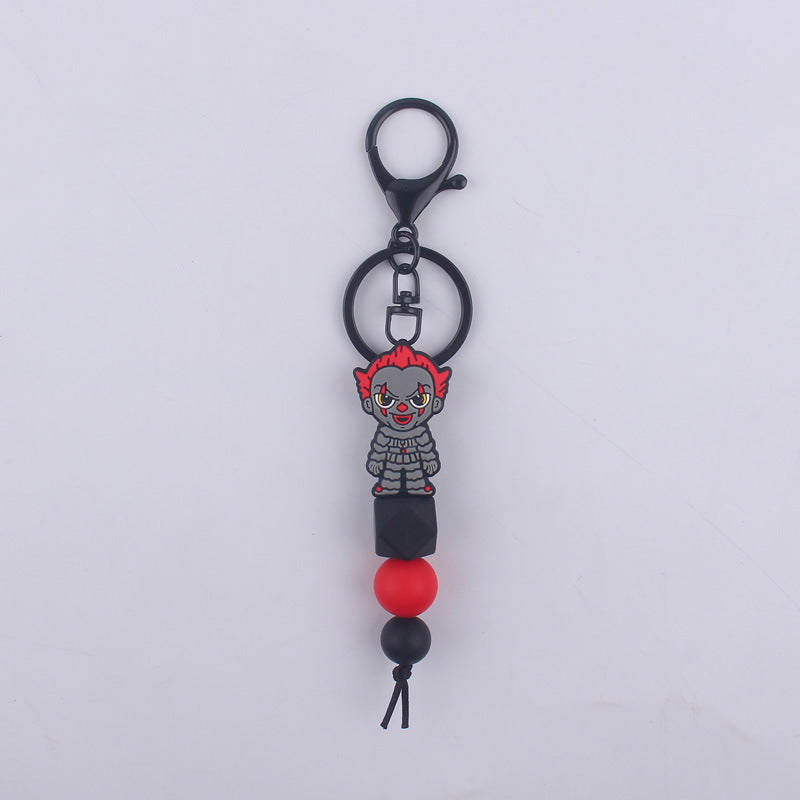 Halloween Silicone Bead Keychain Colorful Spooky Characters Durable 13