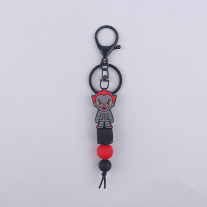 Halloween Silicone Bead Keychain Colorful Spooky Characters Durable 13
