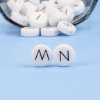 12mm Silicone Letter Beads Flat Round Alphabet Options 20pcs 3