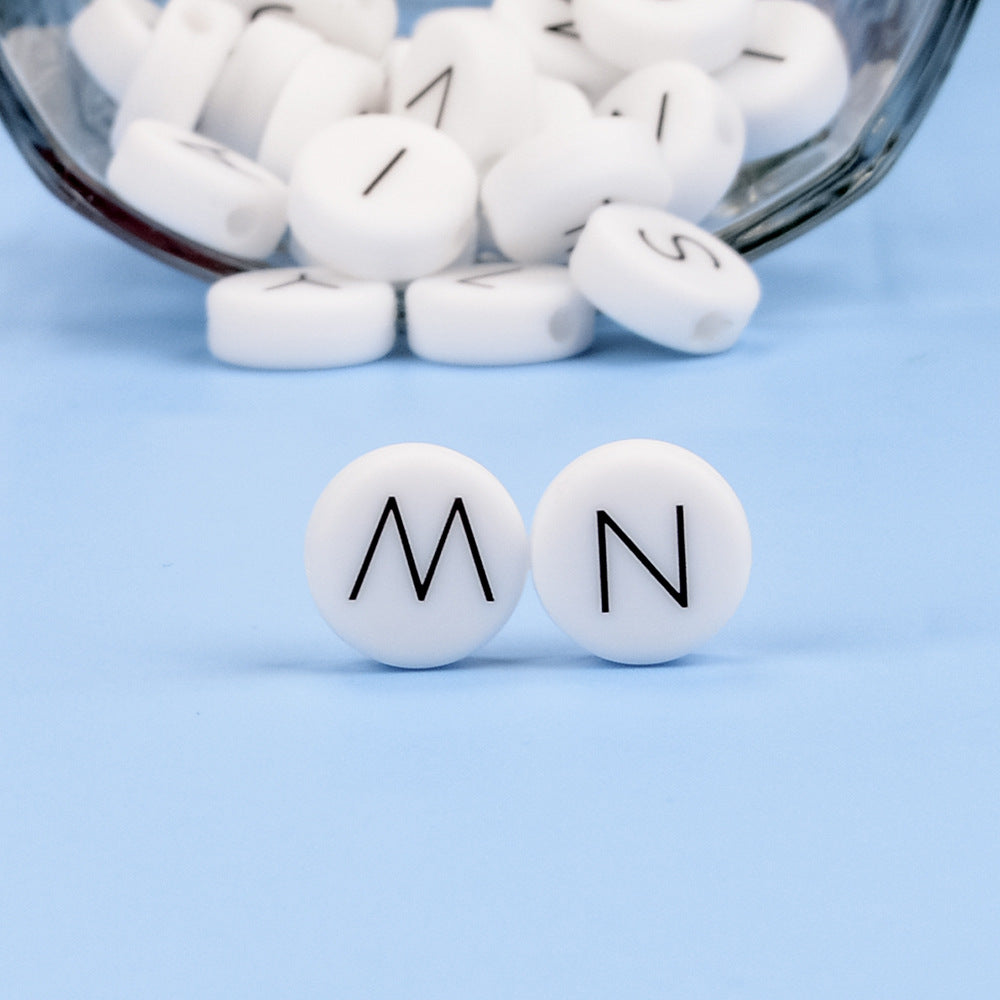 12mm Silicone Letter Beads Flat Round Alphabet Options 20pcs 3