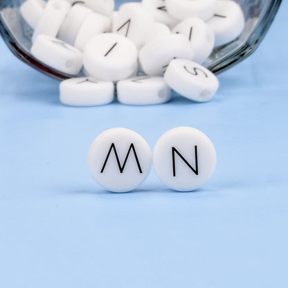 12mm Silicone Letter Beads Flat Round Alphabet Options 20pcs 3